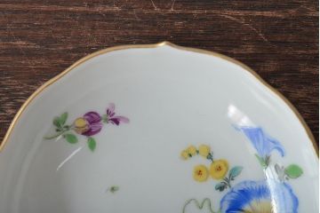 ドイツ　MEISSEN(マイセン)　フラワー朝顔・カップ&ソーサー　ドラゴン・ミニフラワーベース(洋食器、花器、花瓶)(R-044184)