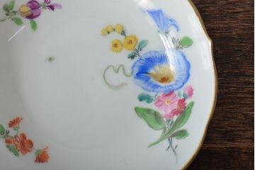 ドイツ　MEISSEN(マイセン)　フラワー朝顔・カップ&ソーサー　ドラゴン・ミニフラワーベース(洋食器、花器、花瓶)(R-044184)