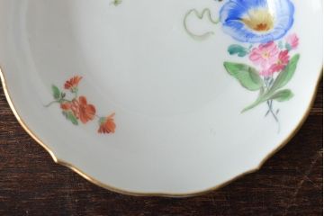 ドイツ　MEISSEN(マイセン)　フラワー朝顔・カップ&ソーサー　ドラゴン・ミニフラワーベース(洋食器、花器、花瓶)(R-044184)