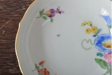 ドイツ　MEISSEN(マイセン)　フラワー朝顔・カップ&ソーサー　ドラゴン・ミニフラワーベース(洋食器、花器、花瓶)(R-044184)