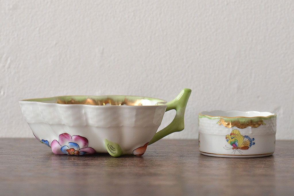 中古　ハンガリー　HEREND(ヘレンド)　ヴィクトリア・ブーケ　オープンシュガー　スモールボウル(シュガーポット、小鉢、洋食器)(R-044185)