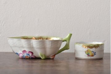 中古　ハンガリー　HEREND(ヘレンド)　ヴィクトリア・ブーケ　オープンシュガー　スモールボウル(シュガーポット、小鉢、洋食器)(R-044185)