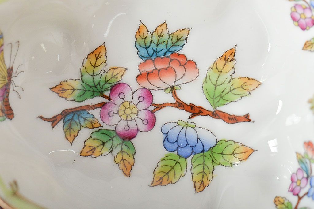 中古　ハンガリー　HEREND(ヘレンド)　ヴィクトリア・ブーケ　オープンシュガー　スモールボウル(シュガーポット、小鉢、洋食器)(R-044185)