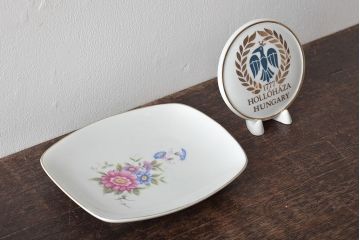 ハンガリー　HOLLOHAZA(ホロハーザ)　スクエアプレート　ディスプレイ(小皿、置物、洋食器)(R-044186)