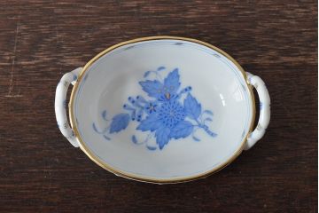 中古　ハンガリー　HEREND(ヘレンド)　ハンドル付リング入れ・バスケット・深皿(小物入れ、アクセサリートレイ、小鉢)(R-044187)