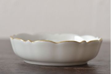 中古　ハンガリー　HEREND(ヘレンド)　ハンドル付リング入れ・バスケット・深皿(小物入れ、アクセサリートレイ、小鉢)(R-044187)