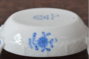 中古　ハンガリー　HEREND(ヘレンド)　ハンドル付リング入れ・バスケット・深皿(小物入れ、アクセサリートレイ、小鉢)(R-044187)