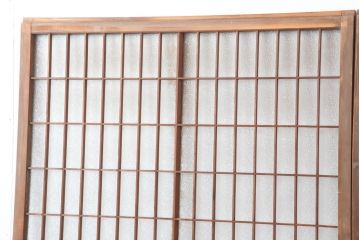 アンティーク建具　昭和中期　ダイヤガラス入り　和モダンな空間づくりにおすすめなガラス障子戸2枚セット(引き戸、建具)(R-044189)