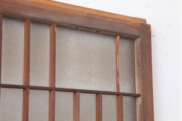 アンティーク建具　昭和中期　ダイヤガラス入り　和モダンな空間づくりにおすすめなガラス障子戸2枚セット(引き戸、建具)(R-044189)