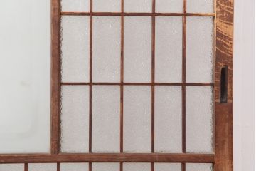 アンティーク建具　昭和中期　ダイヤガラス入り　和モダンな空間づくりにおすすめなガラス障子戸2枚セット(引き戸、建具)(R-044189)