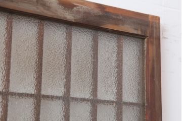 アンティーク建具　昭和中期　ダイヤガラス入り　和モダンな空間づくりにおすすめなガラス障子戸2枚セット(引き戸、建具)(R-044189)