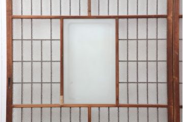 アンティーク建具　昭和中期　ダイヤガラス入り　和モダンな空間づくりにおすすめなガラス障子戸2枚セット(引き戸、建具)(R-044189)