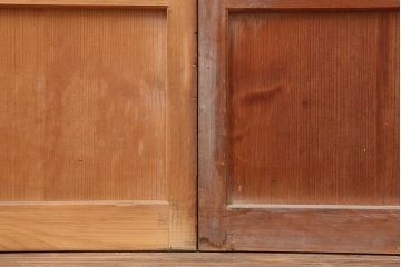 アンティーク建具　昭和初期　裏障子付き　幅狭タイプ　和の雰囲気を高める格子戸4枚セット(引き戸、障子戸)(R-044190)