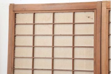 アンティーク建具　昭和初期　裏障子付き　幅狭タイプ　和の雰囲気を高める格子戸4枚セット(引き戸、障子戸)(R-044190)