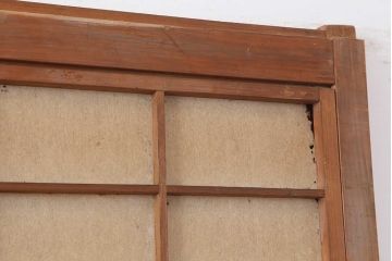 アンティーク建具　昭和初期　裏障子付き　幅狭タイプ　和の雰囲気を高める格子戸4枚セット(引き戸、障子戸)(R-044190)