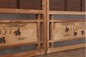 レトロ建具　昭和中期　和の風情を高める御簾戸4枚セット(簾戸、簀戸、葭戸、夏障子、夏戸、葦戸)(R-044191)