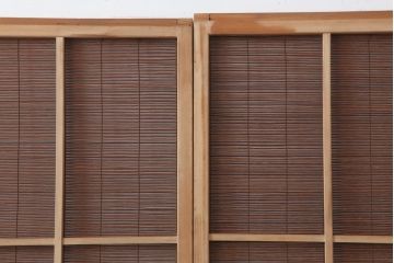 レトロ建具　昭和中期　和の風情を高める御簾戸4枚セット(簾戸、簀戸、葭戸、夏障子、夏戸、葦戸)(R-044191)