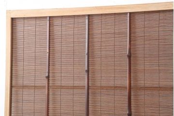 レトロ建具　昭和中期　和の風情を高める御簾戸2枚セット(簾戸、簀戸、葭戸、夏障子、夏戸、葦戸)(R-044192)