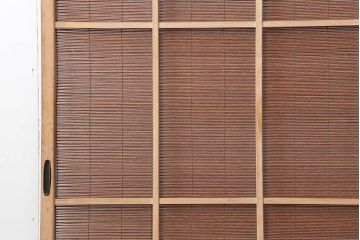 レトロ建具　昭和中期　和の風情を高める御簾戸2枚セット(簾戸、簀戸、葭戸、夏障子、夏戸、葦戸)(R-044192)