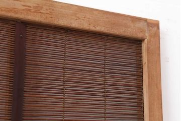 レトロ建具　昭和中期　和の風情を高める御簾戸2枚セット(簾戸、簀戸、葭戸、夏障子、夏戸、葦戸)(R-044192)