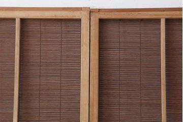 レトロ建具　昭和中期　和の風情を高める御簾戸2枚セット(簾戸、簀戸、葭戸、夏障子、夏戸、葦戸)(R-044192)