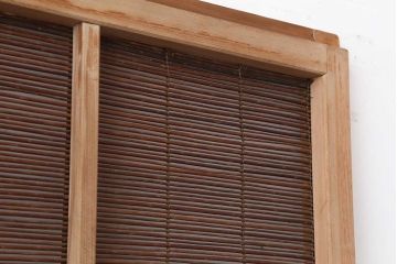 レトロ建具　昭和中期　和の風情を高める御簾戸2枚セット(簾戸、簀戸、葭戸、夏障子、夏戸、葦戸)(R-044192)