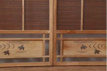 レトロ建具　昭和中期　和の風情を高める御簾戸2枚セット(簾戸、簀戸、葭戸、夏障子、夏戸、葦戸)(R-044192)