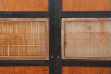 アンティーク建具　昭和初期　一枚板　上品な和の雰囲気漂う組子帯戸3枚セット(板戸、ガラス帯戸、引き戸)(R-044193)