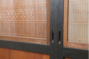 アンティーク建具　昭和初期　一枚板　上品な和の雰囲気漂う組子帯戸3枚セット(板戸、ガラス帯戸、引き戸)(R-044193)