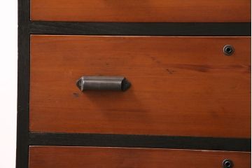 レトロ家具　昭和レトロ　前面ヒノキ材　コントラストが目を引くチェスト(衣装箪笥、引き出し、タンス)(R-044194)