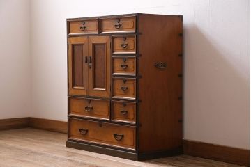 和製アンティーク　昭和初期　楓材　指物家具　職人のセンスと技の詰まった上手物の戸棚(チェスト、引き出し)(R-044198)