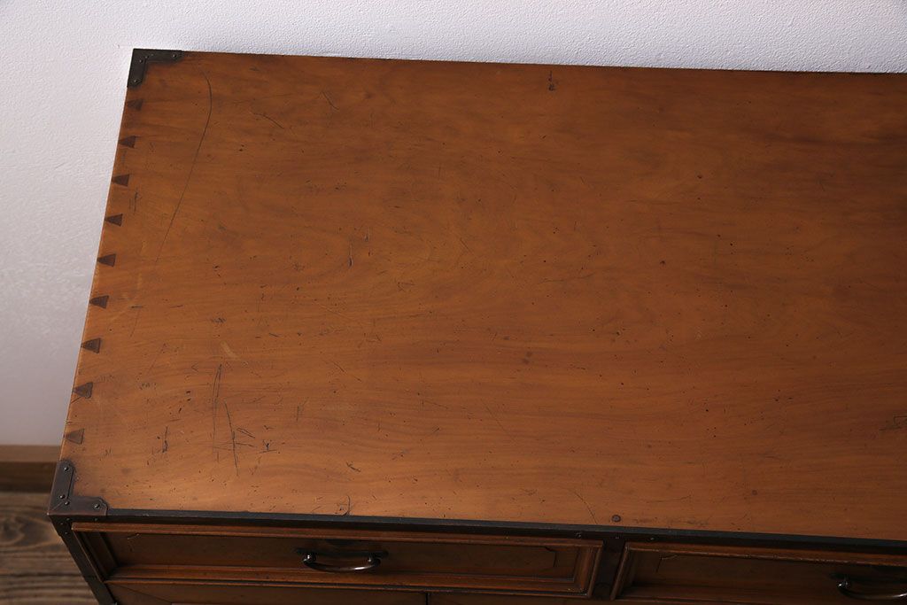 和製アンティーク　昭和初期　楓材　指物家具　職人のセンスと技の詰まった上手物の戸棚(チェスト、引き出し)(R-044198)