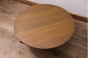 アンティーク家具　和製アンティーク　昭和初期　栓材　素朴なぬくもりが魅力のレトロな丸ちゃぶ台(座卓、ローテーブル、折り畳みテーブル)(R-044200)