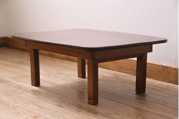 アンティーク家具　和製アンティーク　昭和初期　天板ケヤキ一枚板　ぬくもり感じるレトロなちゃぶ台(座卓、ローテーブル、折り畳みテーブル)(R-044201)