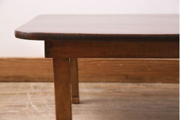 アンティーク家具　和製アンティーク　昭和初期　天板ケヤキ一枚板　ぬくもり感じるレトロなちゃぶ台(座卓、ローテーブル、折り畳みテーブル)(R-044201)