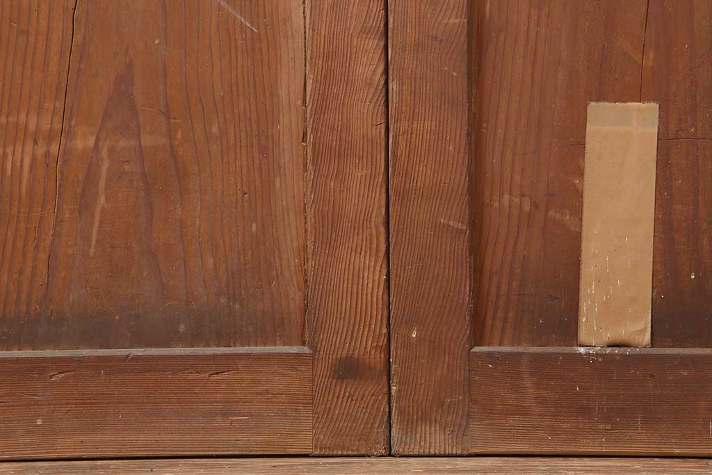 アンティーク建具　明治大正期　使いこまれた木が味わい深い板戸2枚セット　(R-044208)