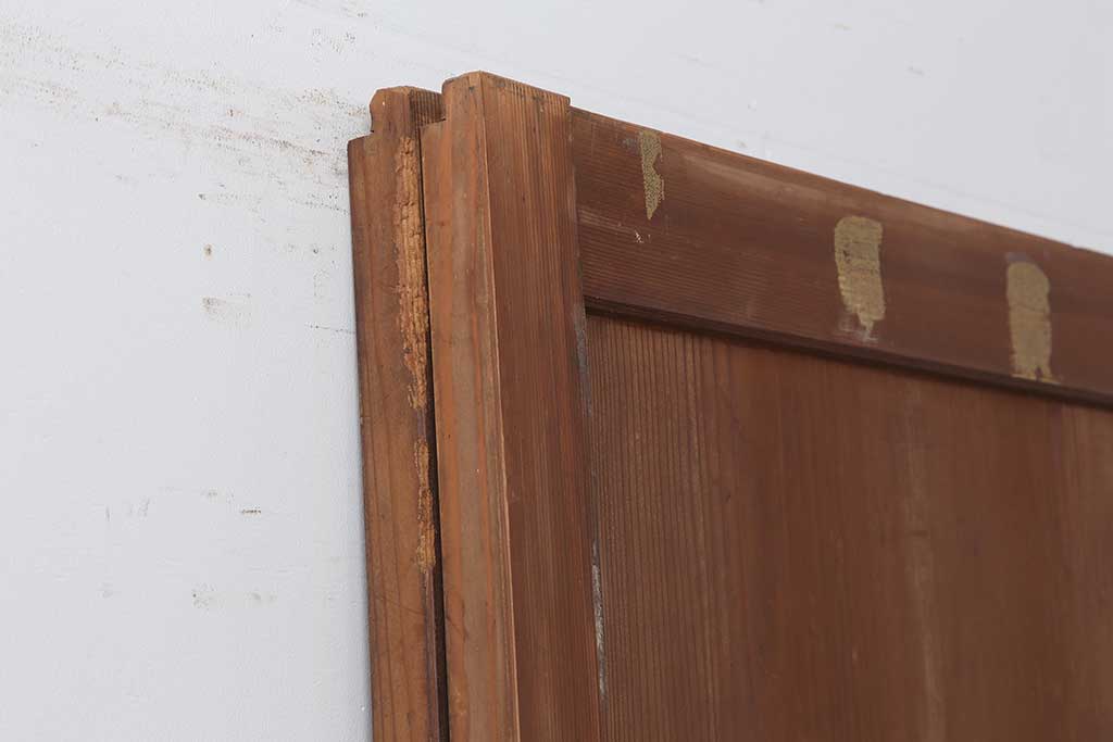 アンティーク建具　明治大正期　使いこまれた木が味わい深い板戸2枚セット　(R-044208)