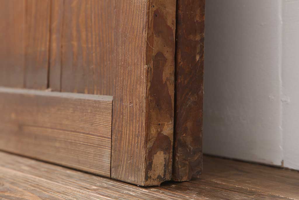 アンティーク建具　明治大正期　使いこまれた木が味わい深い板戸2枚セット　(R-044208)