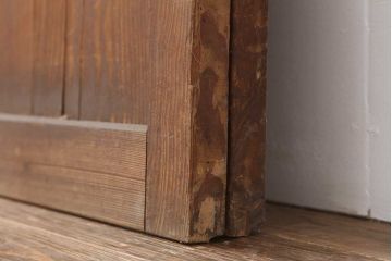 アンティーク建具　明治大正期　使いこまれた木が味わい深い板戸2枚セット　(R-044208)