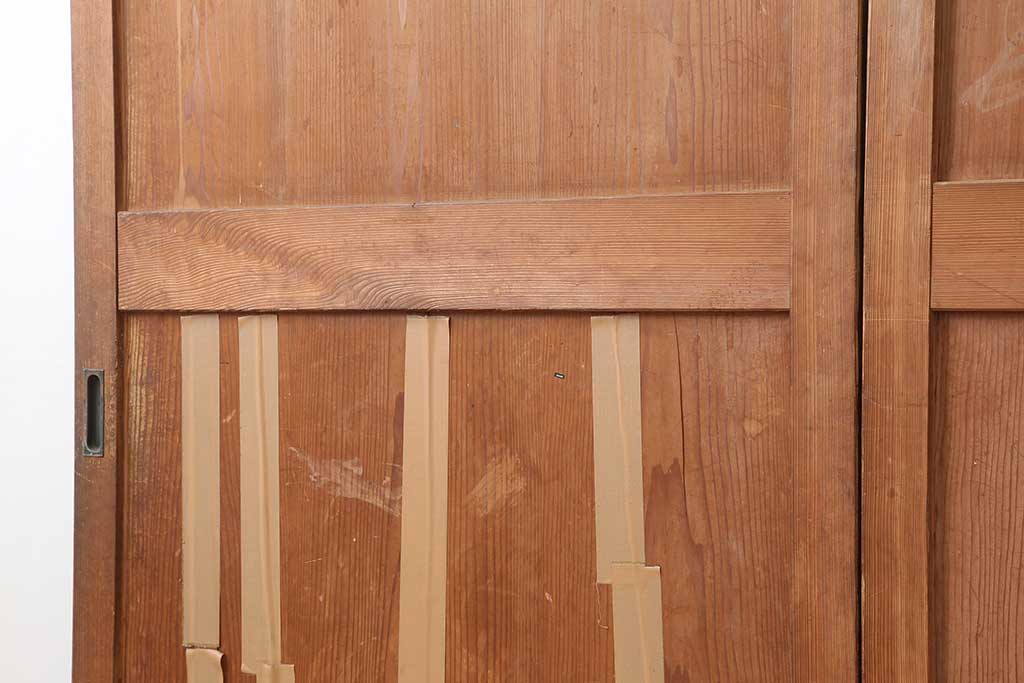 アンティーク建具　明治大正期　使いこまれた木が味わい深い板戸2枚セット　(R-044208)