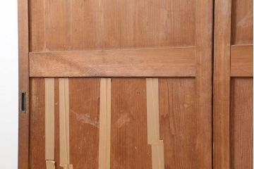 アンティーク建具　明治大正期　使いこまれた木が味わい深い板戸2枚セット　(R-044208)