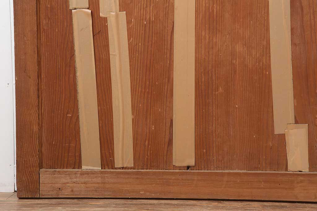 アンティーク建具　明治大正期　使いこまれた木が味わい深い板戸2枚セット　(R-044208)