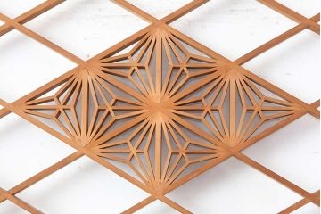 ビンテージ建具　昭和中期　細やかな文様が目を引く組子入りガラス戸1枚(引き戸、建具)(R-044210)