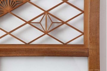 ビンテージ建具　昭和中期　細やかな文様が目を引く組子入りガラス戸1枚(引き戸、建具)(R-044210)