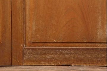 ビンテージ建具　昭和中期　曲線を用いた文様が目を引く組子入りガラス戸2枚セット(引き戸、建具)(R-044211)