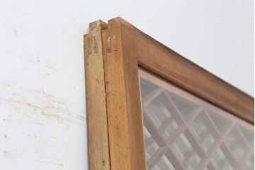 ビンテージ建具　昭和中期　曲線を用いた文様が目を引く組子入りガラス戸2枚セット(引き戸、建具)(R-044211)