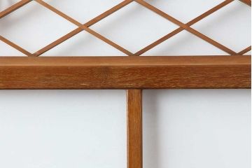 ビンテージ建具　昭和中期　曲線を用いた文様が目を引く組子入りガラス戸2枚セット(引き戸、建具)(R-044211)