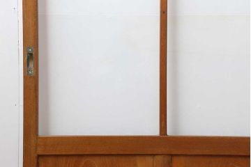 ビンテージ建具　昭和中期　曲線を用いた文様が目を引く組子入りガラス戸2枚セット(引き戸、建具)(R-044211)