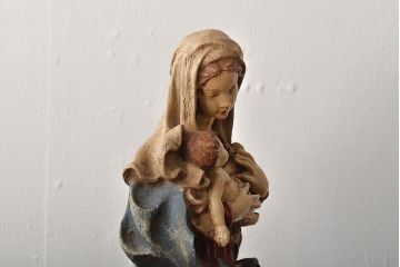 東欧ヴィンテージ　聖母マリア像　木彫(キリストイコン画、ビンテージ)(R-044212)
