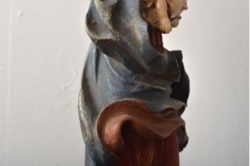 東欧ヴィンテージ　聖母マリア像　木彫(キリストイコン画、ビンテージ)(R-044212)